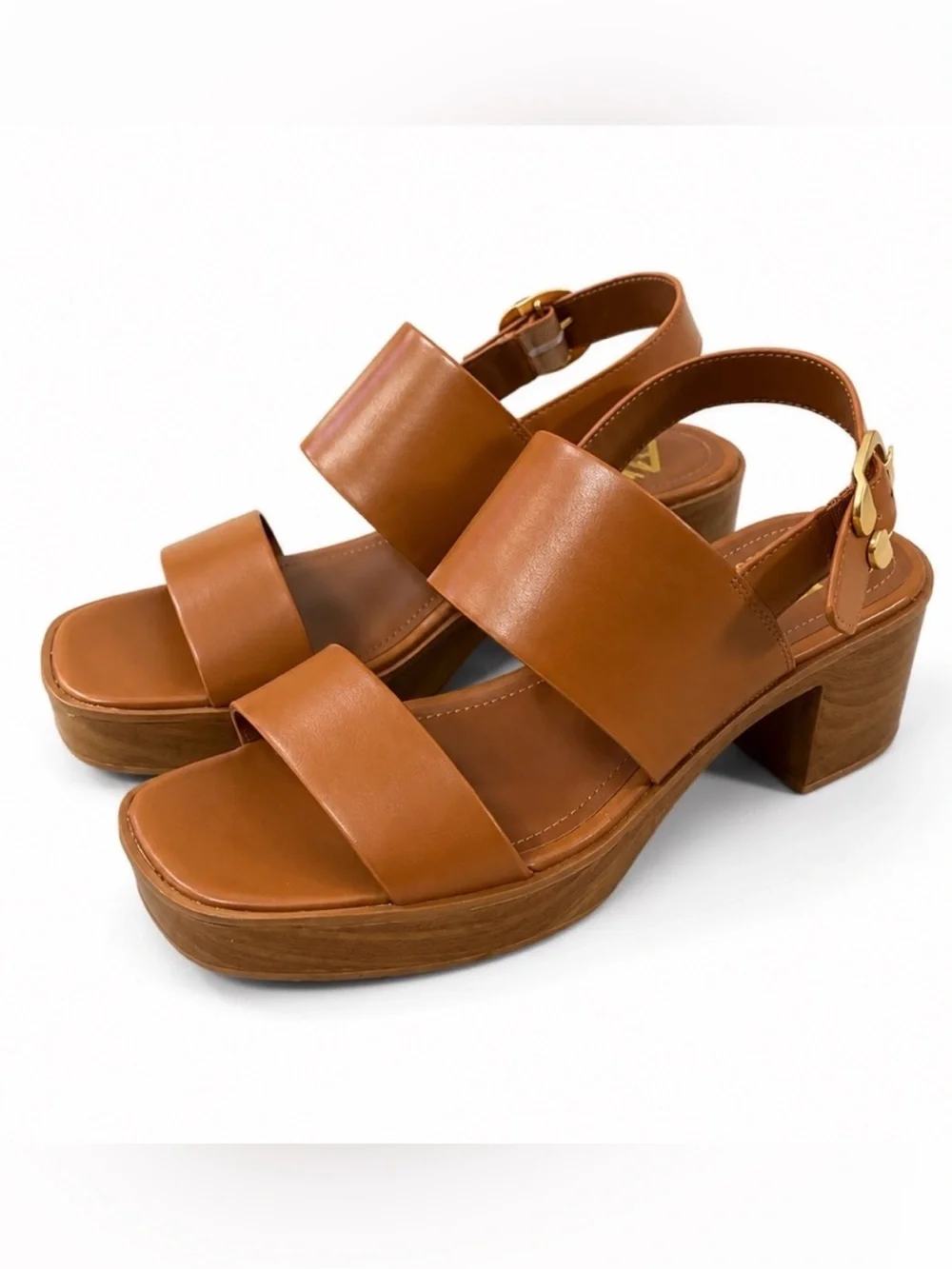 AEROSOLES Tan Leather Platform Sandals